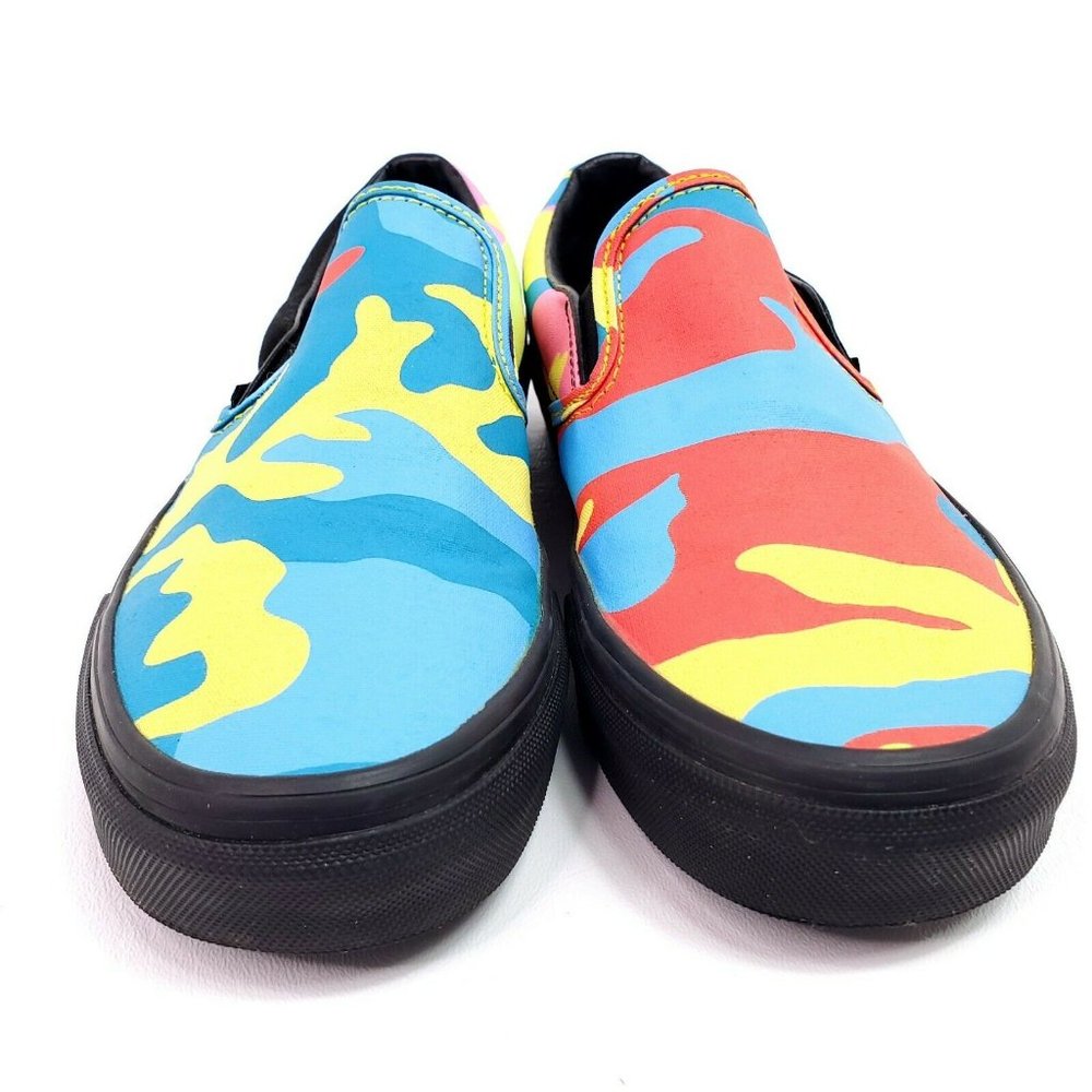 Vans Womens 8 Shoes Classic Slip On Neon Camo Blue - Picture 10 of 11